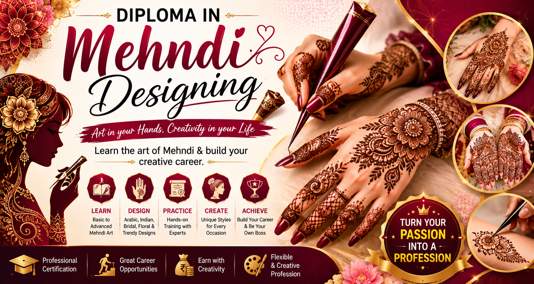 DIPLOMA IN MEHNDI DESIGN at AICDM Foundation
