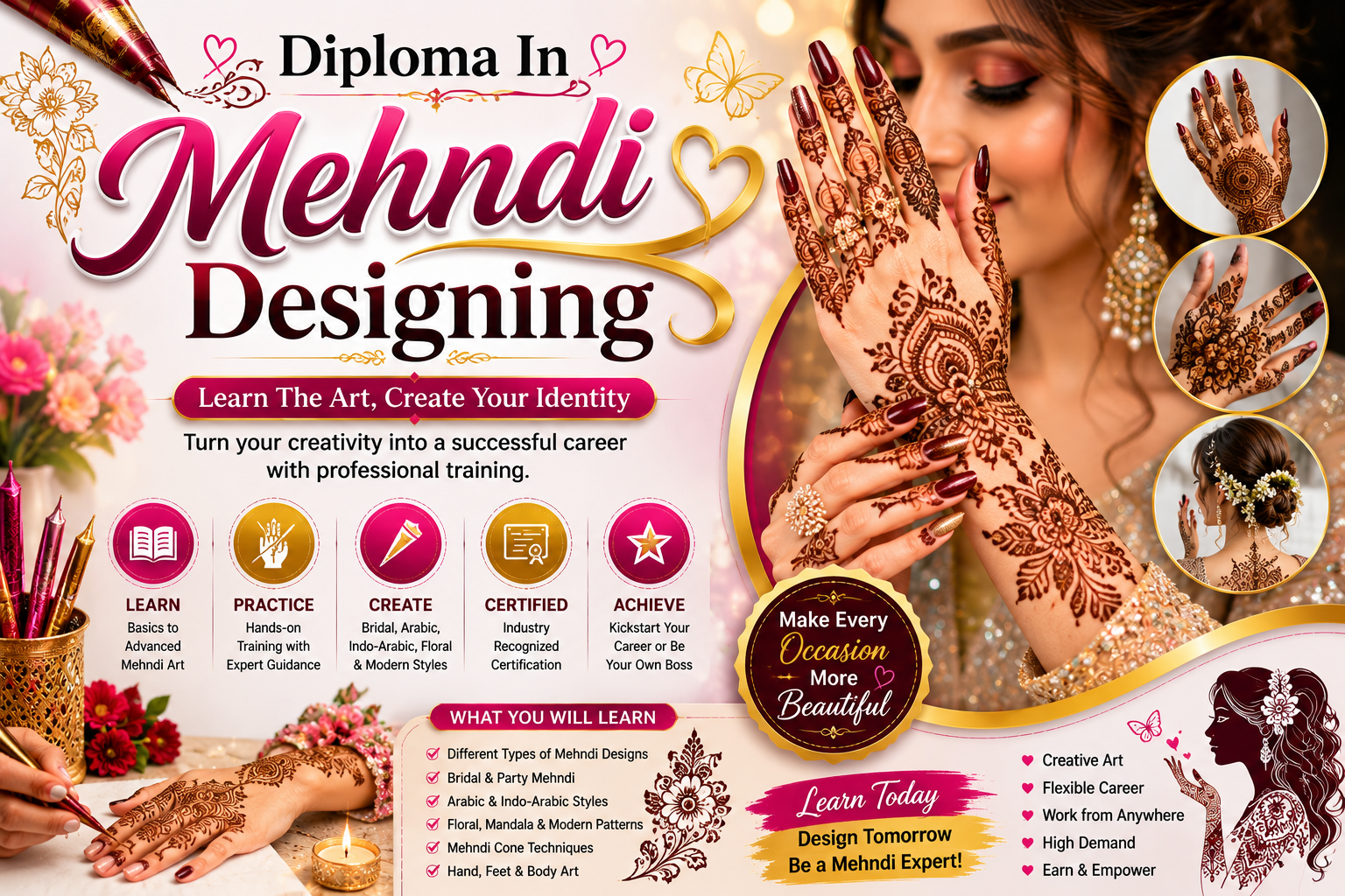 DIPLOMA IN PROFESSIONAL MEHNDI ART at AICDM Foundation